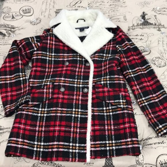 French Connection Double Breasted Plaid Coat - Picture 4 of 6